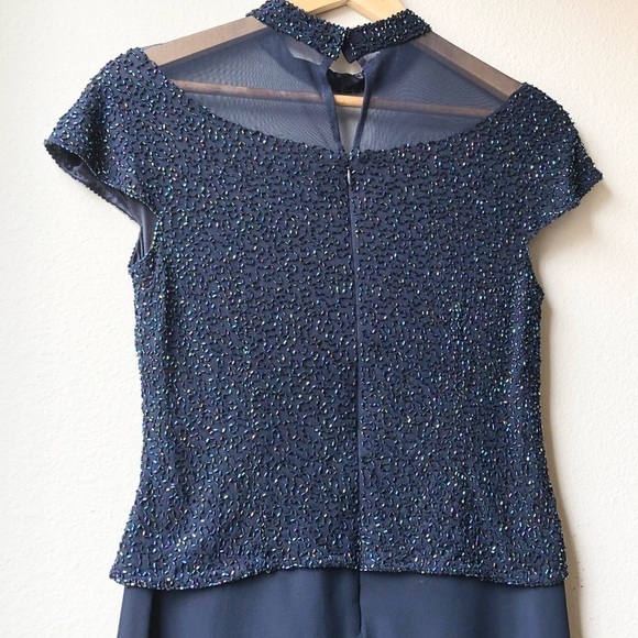 JKARA Beaded Navy Gown Maxi Dress - 6P - Picture 9 of 13